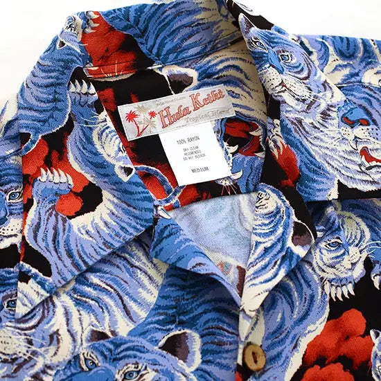 フラケイキ アロハシャツ長袖【LONG SLEEVE 100 tigers 3 / 百虎3 】 HK-19011L /B.ROYAL