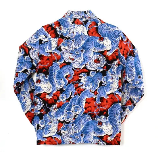 フラケイキ アロハシャツ長袖【LONG SLEEVE 100 tigers 3 / 百虎3 】 HK-19011L /B.ROYAL