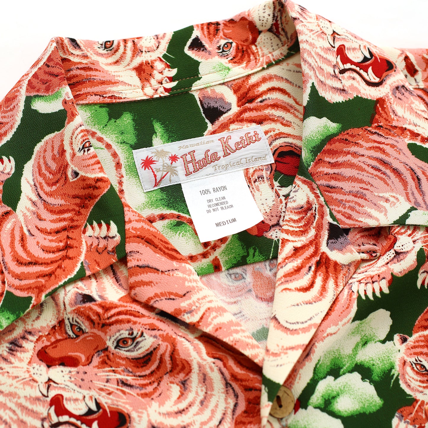 フラケイキ アロハシャツ長袖【LONG SLEEVE 100 tigers 3 / 百虎3 】 HK-19011L /GREEN