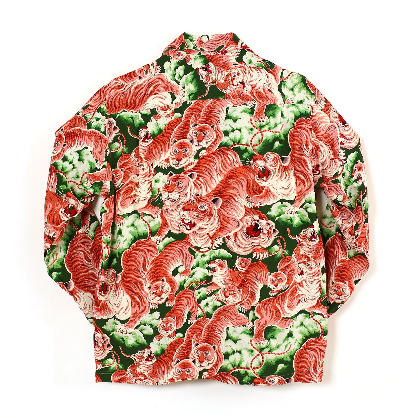 フラケイキ アロハシャツ長袖【LONG SLEEVE 100 tigers 3 / 百虎3 】 HK-19011L /GREEN