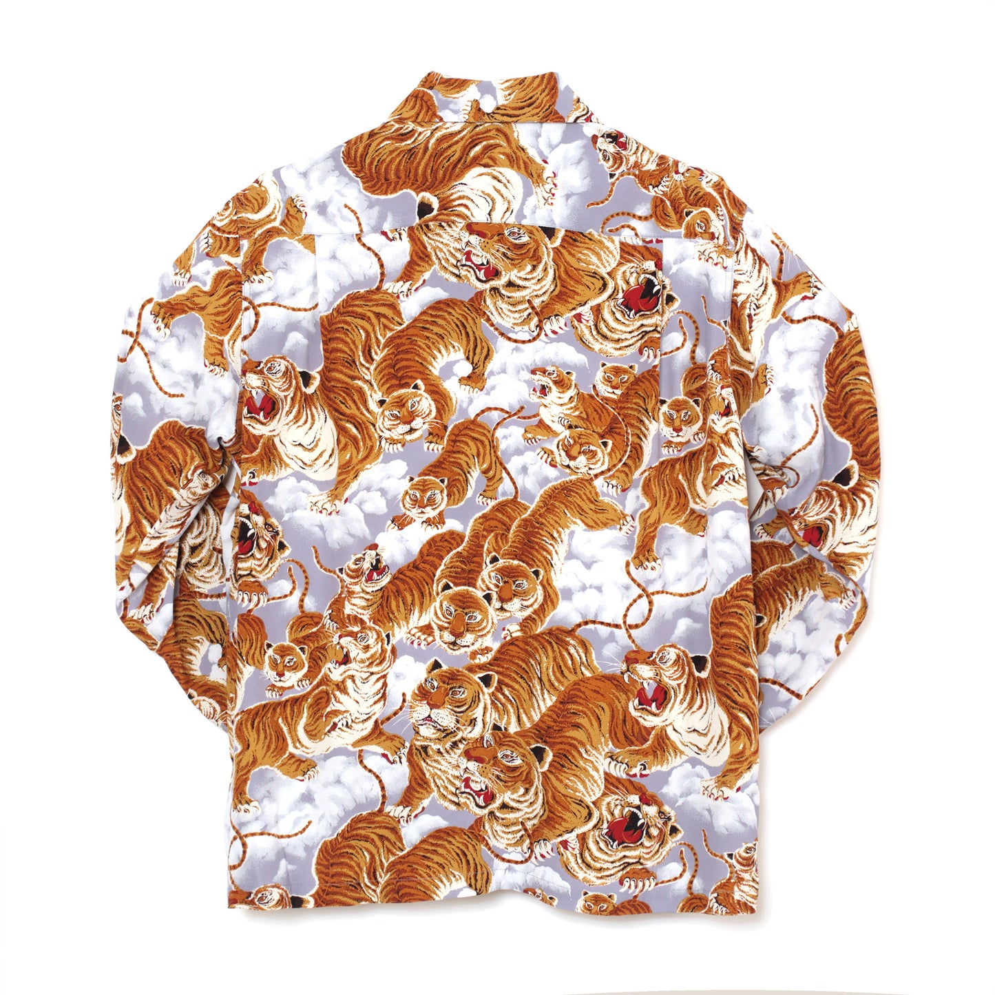 フラケイキ アロハシャツ長袖【LONG SLEEVE 100 tigers 3 / 百虎3 】 HK-19011L /GRAY