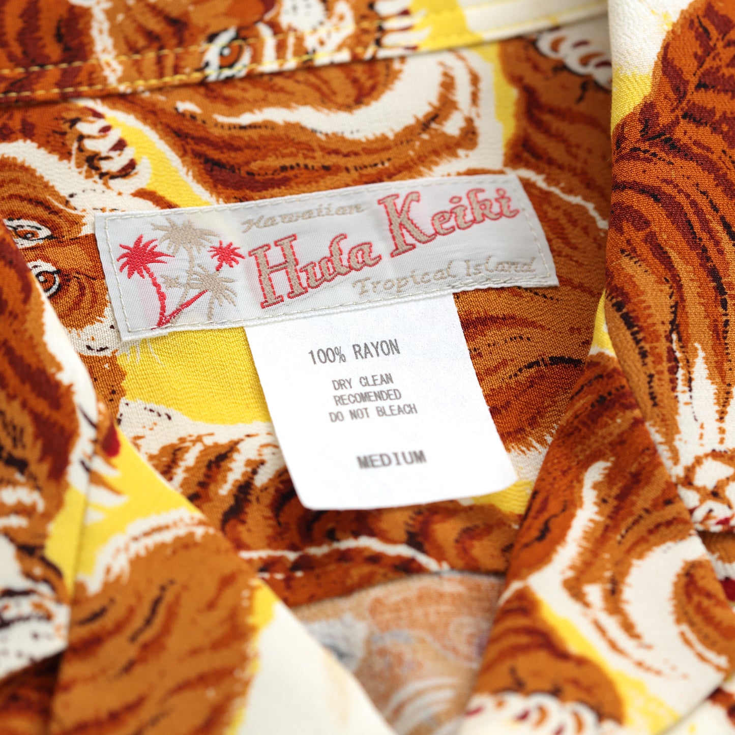 フラケイキ アロハシャツ長袖【LONG SLEEVE 100 tigers 3 / 百虎3 】 HK-19011L /YELLOW