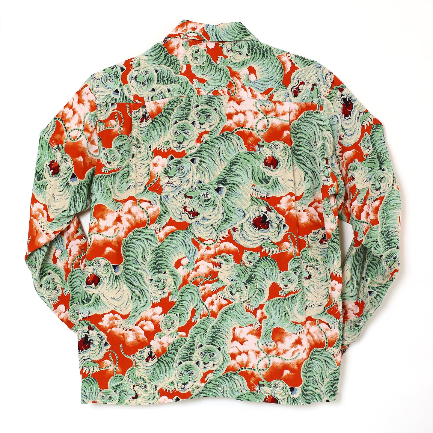 フラケイキ アロハシャツ長袖【LONG SLEEVE 100 tigers 3 / 百虎3 】 HK-19011L /RED