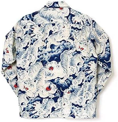 フラケイキ アロハシャツ長袖【LONG SLEEVE indigo 100tora 長袖インディゴ百虎 】 HK-035idL /ID.BLUE