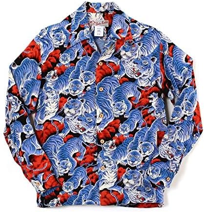 フラケイキ アロハシャツ長袖【LONG SLEEVE 100 tigers 3 / 百虎3 】 HK-19011L /B.ROYAL