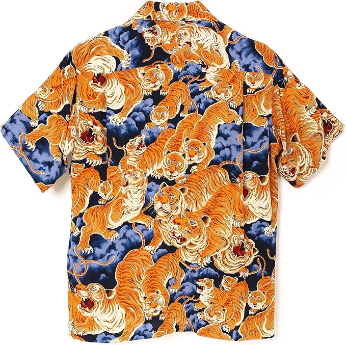 フラケイキ アロハシャツ【100虎 3 / 100 tigers 3 】 HK-19011 /BLUE