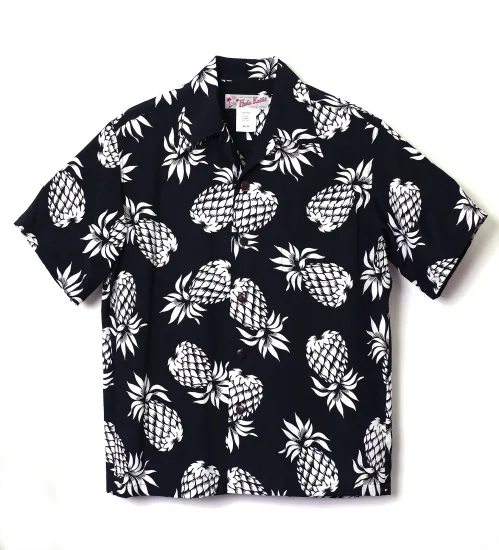 フラケイキ アロハシャツ【Pineapple パイナップル】 HK-19012 / BLACKx WHITE