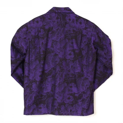 フラケイキ アロハシャツ長袖【LONG SLEEVE Hundred tigers darkness Jacquard 百虎 闇 ジャガード 】 HK-19009L /PURPLE