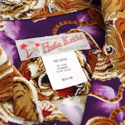 フラケイキ アロハシャツ長袖【LONG SLEEVE 100 tigers 3 / 百虎３ 】 HK-19011L /PURPLE