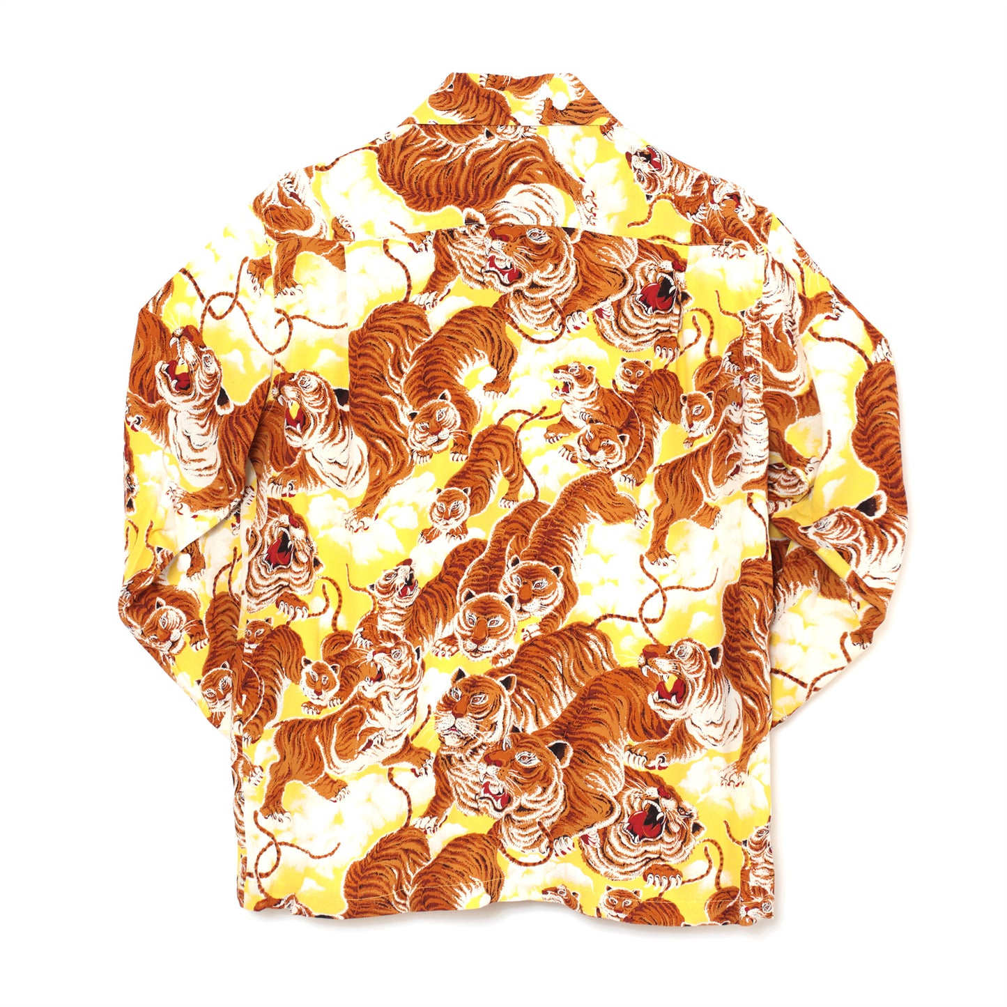 フラケイキ アロハシャツ長袖【LONG SLEEVE 100 tigers 3 / 百虎３ 】 HK-19011L /YELLOW