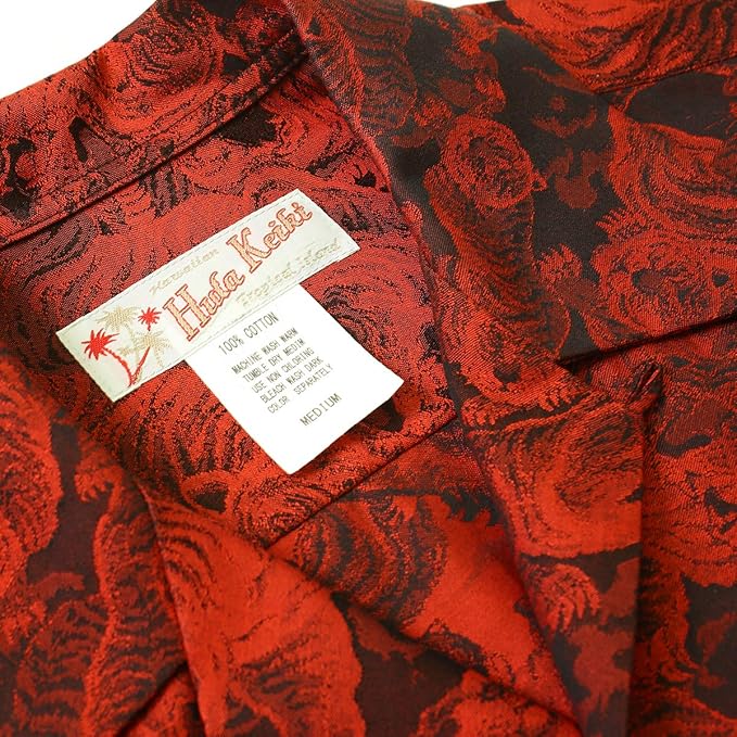 フラケイキ アロハシャツ【百虎闇 ジャガード Hundred tigers darkness Jacquard】 HK-19009 / RED