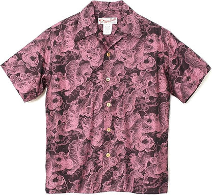 フラケイキ アロハシャツ【百虎闇 ジャガード Hundred tigers darkness Jacquard】 HK-19009 /PINK