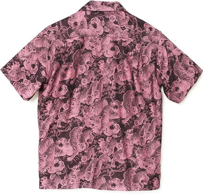 フラケイキ アロハシャツ【百虎闇 ジャガード Hundred tigers darkness Jacquard】 HK-19009 /PINK