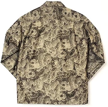 フラケイキ アロハシャツ長袖【LONG SLEEVE Hundred tigers extreme Jacquard 百虎 極 ジャガード 】 HK-19010L /GOLD