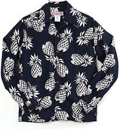 フラケイキ アロハシャツ長袖【LONG SLEEVEパイナップル/PINEAPPLE 】 HK-19012L /NAVY